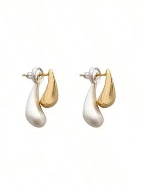 Double Drop Earrings Front Back 2 Two Tone Mixed Metals Gold Silver MY06